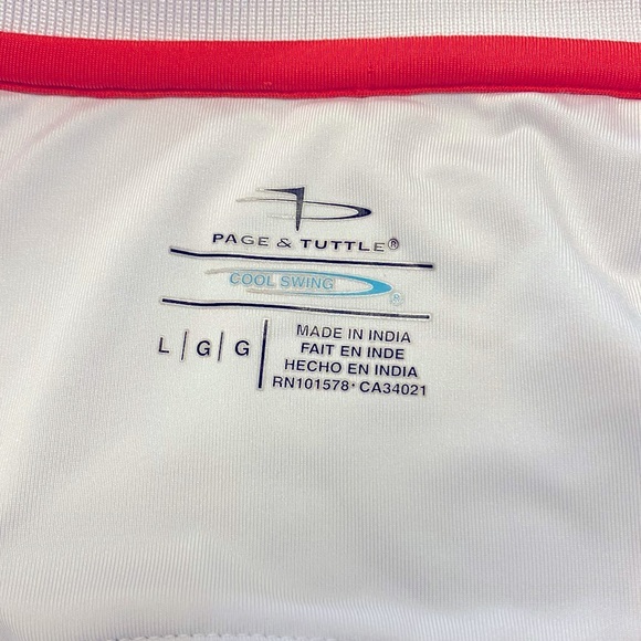PAGE & TUTTLE Mens Cool Swing Golf Polo Shirt Blue White Abstract Pattern Size L - Picture 6 of 6